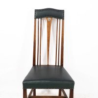 Liberty & Co. Attributed, Set of 3 Dining Chairs with Voysey Style Inlaid Pewter Heart - Thumbnail 9