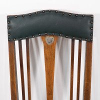 Liberty & Co. Attributed, Set of 3 Dining Chairs with Voysey Style Inlaid Pewter Heart - Thumbnail 10