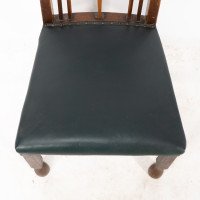 Liberty & Co. Attributed, Set of 3 Dining Chairs with Voysey Style Inlaid Pewter Heart - Thumbnail 12