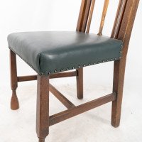 Liberty & Co. Attributed, Set of 3 Dining Chairs with Voysey Style Inlaid Pewter Heart - Thumbnail 15