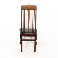 Liberty & Co. Attributed, Set of 3 Dining Chairs with Voysey Style Inlaid Pewter Heart - Thumbnail 18