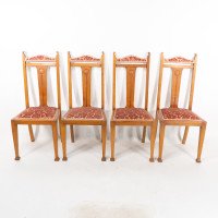 Wylie & Lochhead Glasgow. A Set of Six Arts & Crafts Oak Dining Chairs - Thumbnail 3