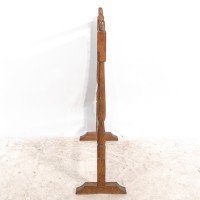 Albert Harrison Thirsk Attributed, a Carved & Adzed Oak Fire Screen with Leather Panel - Thumbnail 4
