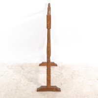 Albert Harrison Thirsk Attributed, a Carved & Adzed Oak Fire Screen with Leather Panel - Thumbnail 5