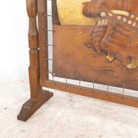 Albert Harrison Thirsk Attributed, a Carved & Adzed Oak Fire Screen with Leather Panel - Thumbnail 11