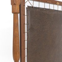 Albert Harrison Thirsk Attributed, a Carved & Adzed Oak Fire Screen with Leather Panel - Thumbnail 17