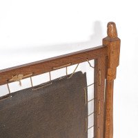 Albert Harrison Thirsk Attributed, a Carved & Adzed Oak Fire Screen with Leather Panel - Thumbnail 18