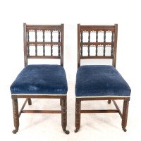 Bruce Talbert for Gillows. A pair of Aesthetic Movement walnut dining chairs - Thumbnail 2