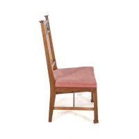 Robson & Sons. Set of 4 Arts & Crafts Oak Dining Chairs with Carved Floral Backs - Thumbnail 7