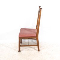 Robson & Sons. Set of 4 Arts & Crafts Oak Dining Chairs with Carved Floral Backs - Thumbnail 8