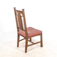 Robson & Sons. Set of 4 Arts & Crafts Oak Dining Chairs with Carved Floral Backs - Thumbnail 17