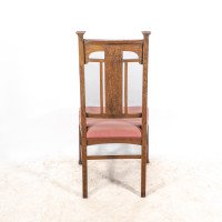 Robson & Sons. Set of 4 Arts & Crafts Oak Dining Chairs with Carved Floral Backs - Thumbnail 18