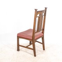 Robson & Sons. Set of 4 Arts & Crafts Oak Dining Chairs with Carved Floral Backs - Thumbnail 19