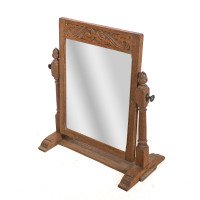 English Oak Cotswold Style Dressing Table Mirror with Turned Acorn Finials - Thumbnail 2