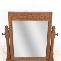 English Oak Cotswold Style Dressing Table Mirror with Turned Acorn Finials - Thumbnail 6