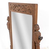 English Oak Cotswold Style Dressing Table Mirror with Turned Acorn Finials - Thumbnail 7