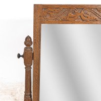 English Oak Cotswold Style Dressing Table Mirror with Turned Acorn Finials - Thumbnail 8