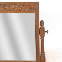 English Oak Cotswold Style Dressing Table Mirror with Turned Acorn Finials - Thumbnail 9