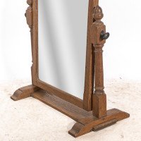 English Oak Cotswold Style Dressing Table Mirror with Turned Acorn Finials - Thumbnail 11
