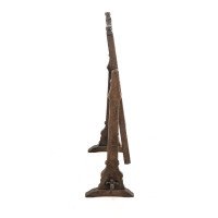 English Oak Gothic Style Dressing Table Mirror with Castellated Top - Thumbnail 4