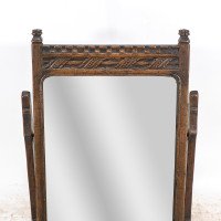 English Oak Gothic Style Dressing Table Mirror with Castellated Top - Thumbnail 6