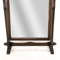 English Oak Gothic Style Dressing Table Mirror with Castellated Top - Thumbnail 9