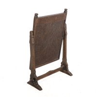 English Oak Gothic Style Dressing Table Mirror with Castellated Top - Thumbnail 12