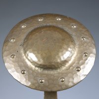 An Arts & Crafts Set of Brass Fire Dogs & Matching Utensils - Thumbnail 8