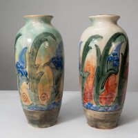 Frank Brangwyn for Royal Doulton. A Pair of Hand Painted Vases - Thumbnail 3