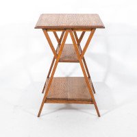 Liberty & Co., attributed. Arts & Crafts Oak Three-tier Side Table with Angle Supports - Thumbnail 4