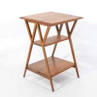 Liberty & Co., attributed. Arts & Crafts Oak Three-tier Side Table with Angle Supports - Thumbnail 6