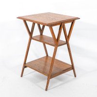 Liberty & Co., attributed. Arts & Crafts Oak Three-tier Side Table with Angle Supports - Thumbnail 8
