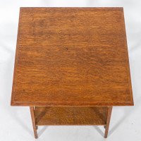 Liberty & Co., attributed. Arts & Crafts Oak Three-tier Side Table with Angle Supports - Thumbnail 10