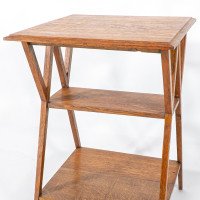 Liberty & Co., attributed. Arts & Crafts Oak Three-tier Side Table with Angle Supports - Thumbnail 13