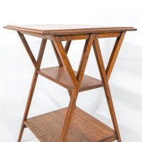 Liberty & Co., attributed. Arts & Crafts Oak Three-tier Side Table with Angle Supports - Thumbnail 11