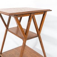 Liberty & Co., attributed. Arts & Crafts Oak Three-tier Side Table with Angle Supports - Thumbnail 12