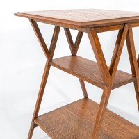 Liberty & Co., attributed. Arts & Crafts Oak Three-tier Side Table with Angle Supports - Thumbnail 14