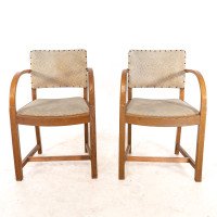 Heal's, art Deco Oak Armchairs with Rounded Arms, Set of Four - Thumbnail 3