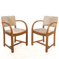 Heal's, art Deco Oak Armchairs with Rounded Arms, Set of Four - Thumbnail 4