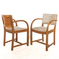 Heal's, art Deco Oak Armchairs with Rounded Arms, Set of Four - Thumbnail 6