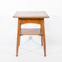 Inglesant of Leicester. Arts & Crafts Oak Two-tier Side Table - Thumbnail 2