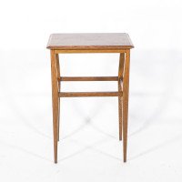Arts & Crafts Oak Side Table with Moulded Edge and Tapered Legs - Thumbnail 2