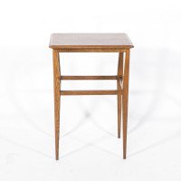 Arts & Crafts Oak Side Table with Moulded Edge and Tapered Legs - Thumbnail 6