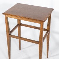 Arts & Crafts Oak Side Table with Moulded Edge and Tapered Legs - Thumbnail 9