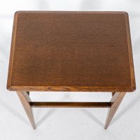 Arts & Crafts Oak Side Table with Moulded Edge and Tapered Legs - Thumbnail 10