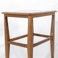 Arts & Crafts Oak Side Table with Moulded Edge and Tapered Legs - Thumbnail 14