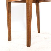 Arts & Crafts Oak Stool with Professional Reupholstered Leather Seat - Thumbnail 16