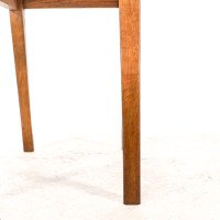Arts & Crafts Oak Stool with Professional Reupholstered Leather Seat - Thumbnail 18