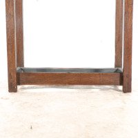 Arts & Crafts Oak Umbrella and Stick Stand with Green and Mustard Tiles c.1910 - Thumbnail 12