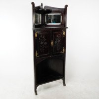 Aesthetic Movement Mahogany Corner Cabinet with Incised Floral Decoration - Thumbnail 2